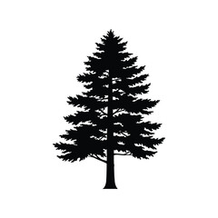 Black silhouette evergreen pine tree vector illustration forest nature element isolated eps graphic