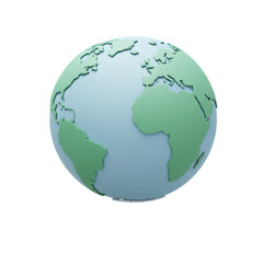 Naklejka premium 3D Earth Globe with Green Continents and Blue Oceans on Transparent Background