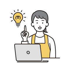 ひらめきの主婦女性イラスト