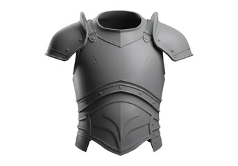 グレーの金属製鎧の3Dレンダリング 孤立した背景の正面図