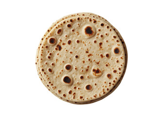 Fototapeta premium Deliciously puffy round pita bread with many bubbles and a textured surface
