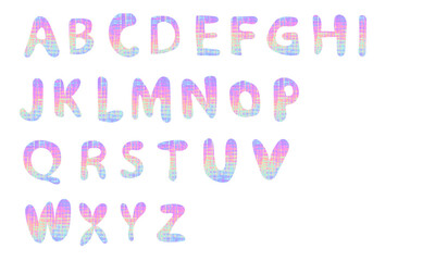 Holographic font set in metallic colors realistic design, featuring uppercase letters, numbers, and special characters. Liquid metal chrome shaped alphabet. Vector illustration