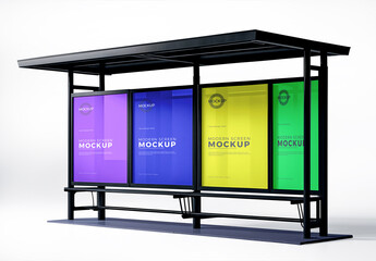 Modern Screen Mockup on Bus Stop