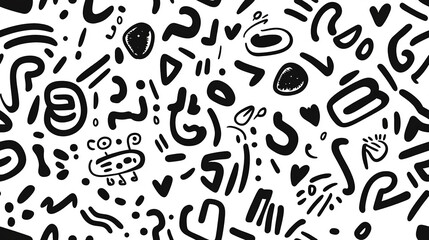 Black and White Abstract Doodle Pattern