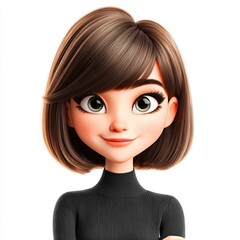 Stunning 3D Render of a Young Woman with Long Silver Hair, Wearing a Cream-Colored Sweater