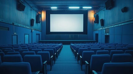 Fototapeta premium Empty Theater Seats Facing a Blank Movie Screen