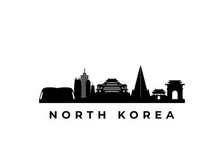 Vector North Korea skyline. Travel North Korea famous landmarks. Business and tourism concept for presentation, banner, web site.