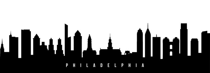 Vector silhouette illustration of Philadelphia City urban skyline. Modern minimalist cityscape graphic, perfect for travel, banners or backgrounds.
