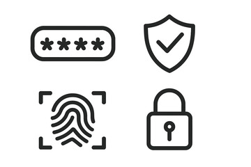 Digital security and privacy icons for protection and authentication