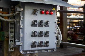 Encapsulated electrical enclosure Explosion-proof industrial design concept. Self-enclosing device...