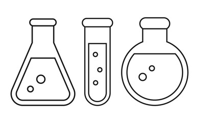 Lab test tube and flask vector icons