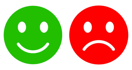 Happy smiling and negative sad emoji, feedback symbols