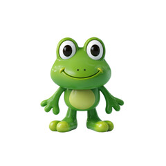 Obraz premium Happy green frog toy for childrens playtime or decoration. Cut out PNG