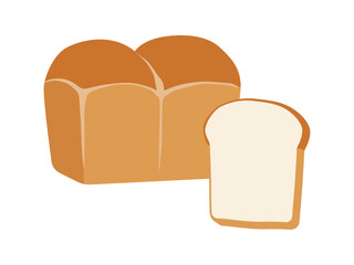 山型食パンとスライスされた食パンのイラストアイコン 