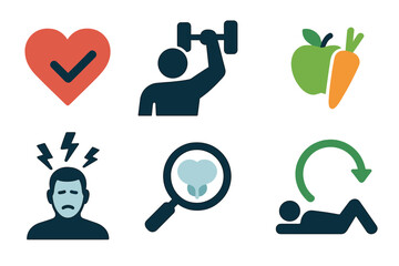 Health and Wellness Icons for Fitness, Nutrition, and Medical Concepts
