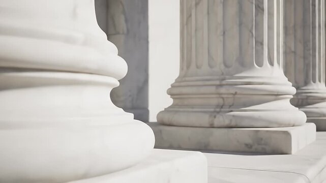 Marble columns in a row likely part of a government building or classical structure with visible shadows and details