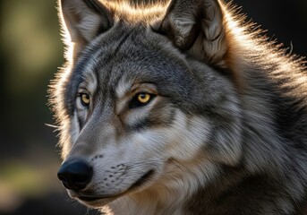 Fototapeta premium Gray wolf portrait in snowy wildernessGray wolf portrait in snowy wilderness