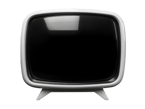 Retro black and white television set with rounded screen and classic design
