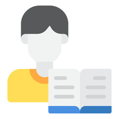 Vector illustration of a person reading a book, suitable for education, learning, and digital content design.