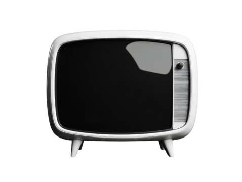 Vintage retro tv with antennae and knobs on white background