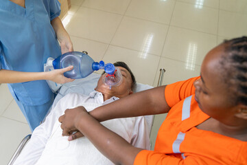 Medical emergency with patient receiving oxygen