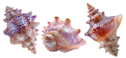 Obraz premium Set of Natural beauty of seashells for coastal decor and crafts, cut out transparent 