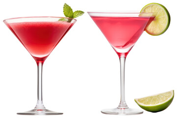 PNG Refreshing vibrant cocktails with lime, element set on transparent background