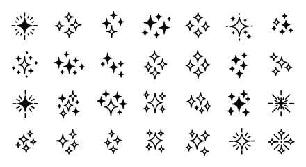 Collection of various black snowflake designs on white background
