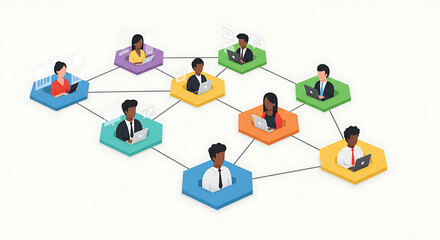 Connected Global Network of Diverse Remote Professionals Working Online