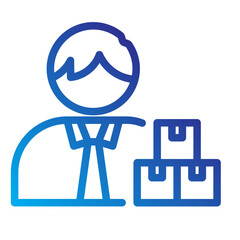 Stakeholder Line Gradient Icon - Manager with Package