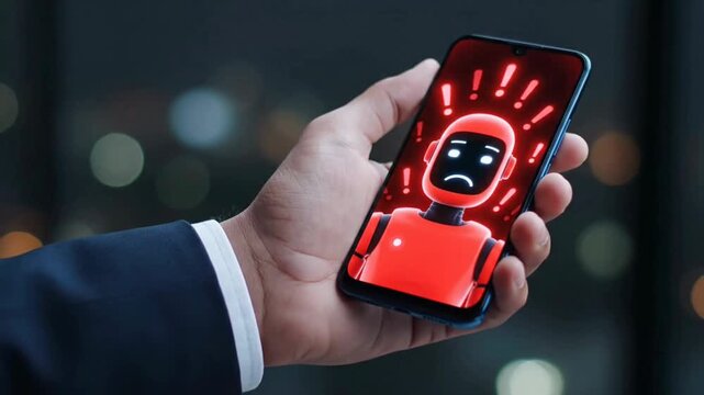System error or artificial intelligence malfunction displayed on a modern smartphone screen.