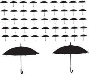 Umbrella in silhouette white background.full image.