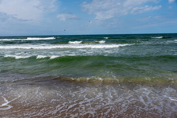 Baltic Sea seaside beach waves windy green water summer vacation holiday