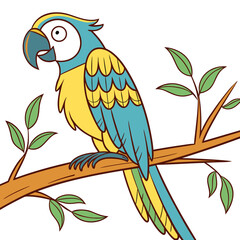 Cute parrot sitting on a branch