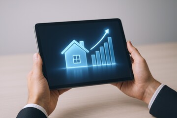 Real Estate Market Growth Visualization on Tablet Display: Investment and Appreciation Concept