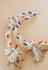 Bright twisted rope dog toy for interactive pet games and bite training concept