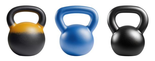 Three weights of different colors isolated on transparent background