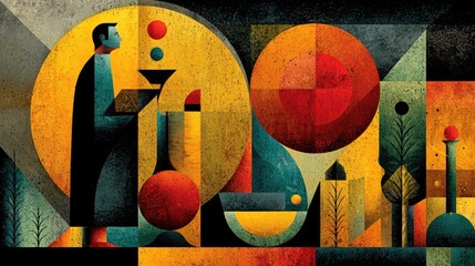 A creative illustration of educational symbols representing the teaching profession.