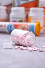 Variety of medicines and drugs.Medicine and healthcare concept.Variety of medicines and...