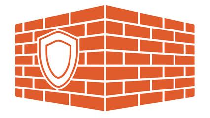 Brick Wall Corner with Shield Symbol building construction
