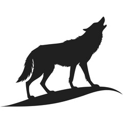 Wolf crossing frozen plain silhouette