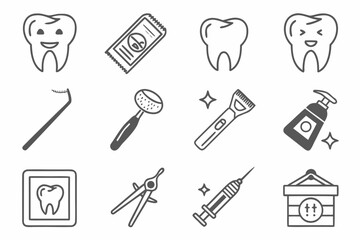 Dental Icon Set 40 Editable AI Vector Illustrations for Dentistry