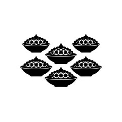 6 different biryani plate silhouette vector icons 
