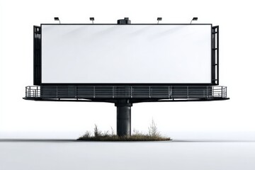 Obraz premium Blank Billboard Mockup for Advertising, Isolated on White, Modern Steel Structure, Ready for Custom Graphics