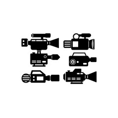 6 different camcorder silhouette vector icons set