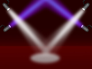 Stage Lights shining from a Red dark background
