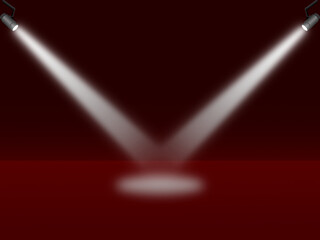 Stage Lights shining from a Red dark background
