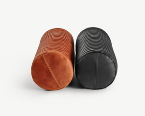 Two decorative pillows resting on white surface