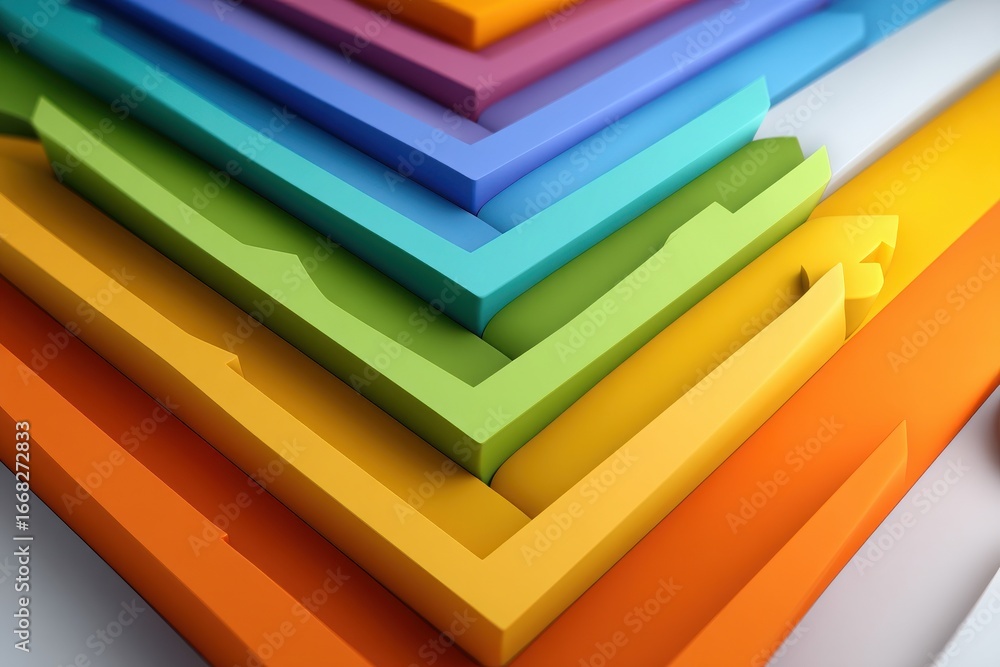 Aufkleber vibrant abstract background with colorful layered arrows and dynamic geometry