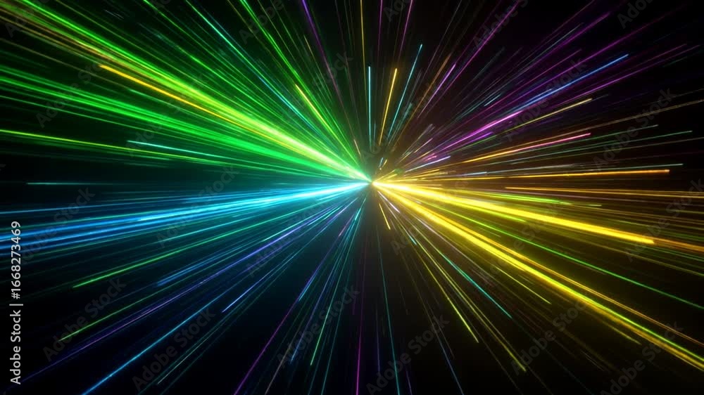 Poster colorful light rays create an explosion of energy in a dark background during a vibrant display